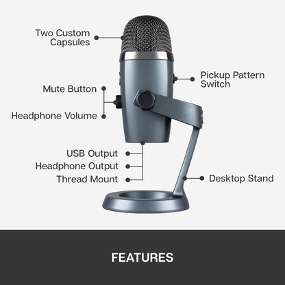 Blue Yeti Nano Premium USB Microphone for PC, Mac, Gaming, Recording, Streaming,