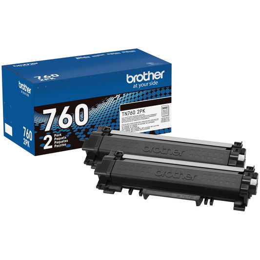 BROTHER INTERNATIONAL TN-760-2PK HighYield BlkToner Crtrdg 2 PK