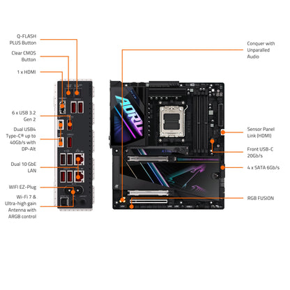 GIGABYTE X870E AORUS XTREME AI TOP AMD AM5 LGA 1718 Motherboard, E-ATX, DDR5, 4x