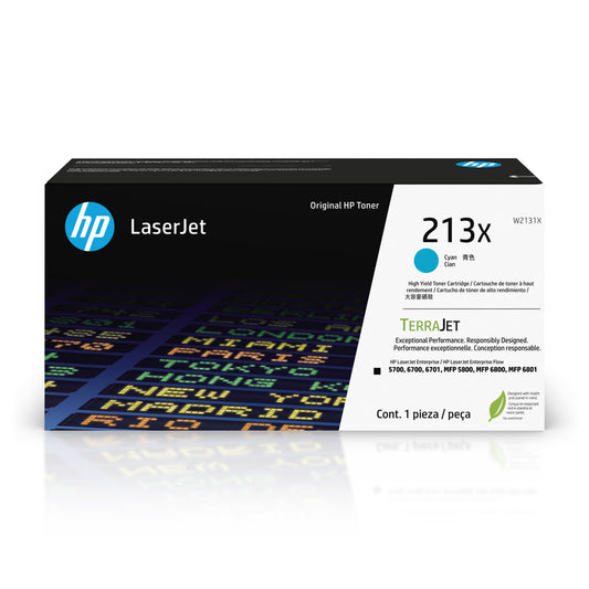 HP 213X TerraJet High Yield LaserJet Toner Cartridge - Cyan  W2131X