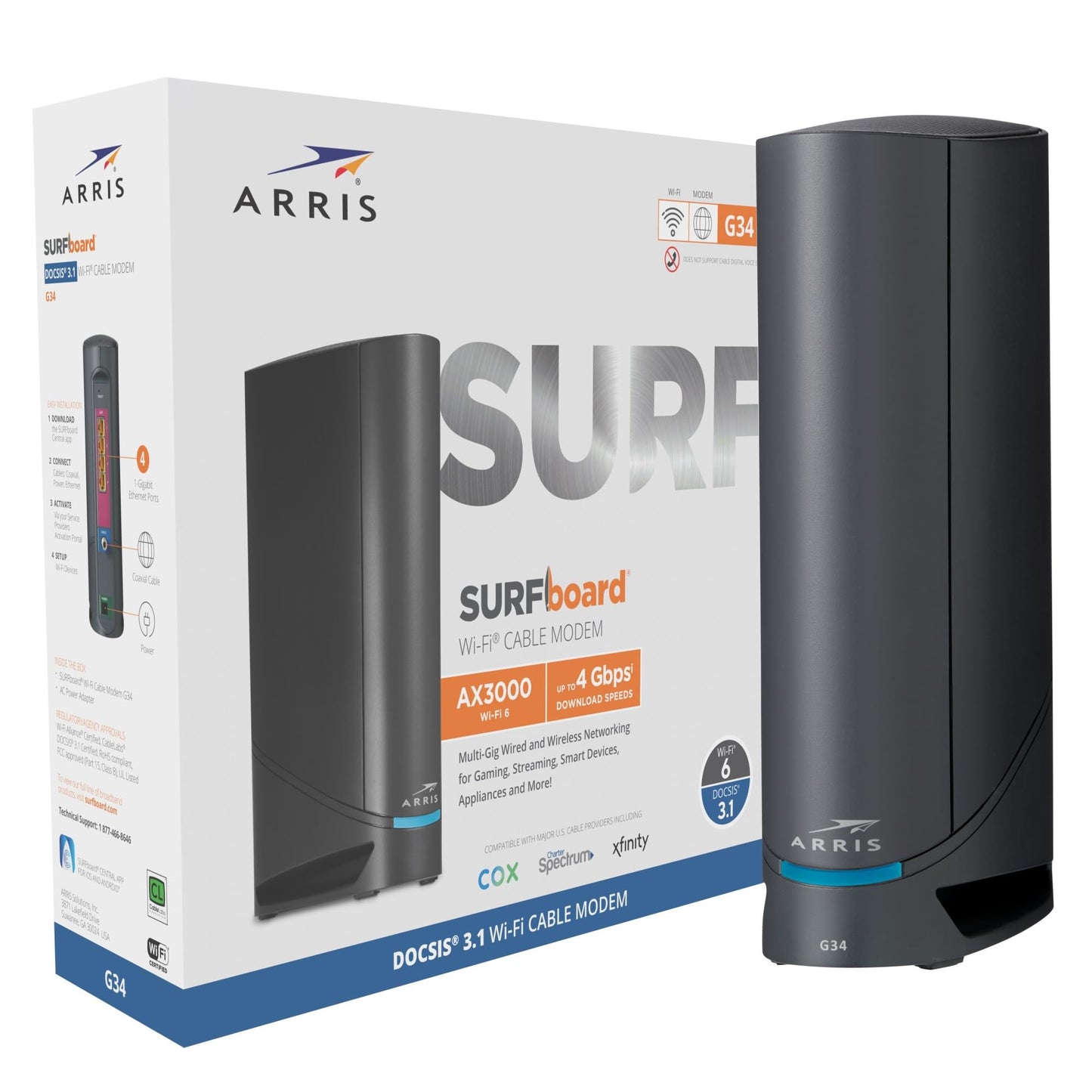 Arris G34 SURFboard® DOCSIS® 3.1 Gigabit Modem & Wi-Fi® 6 Router