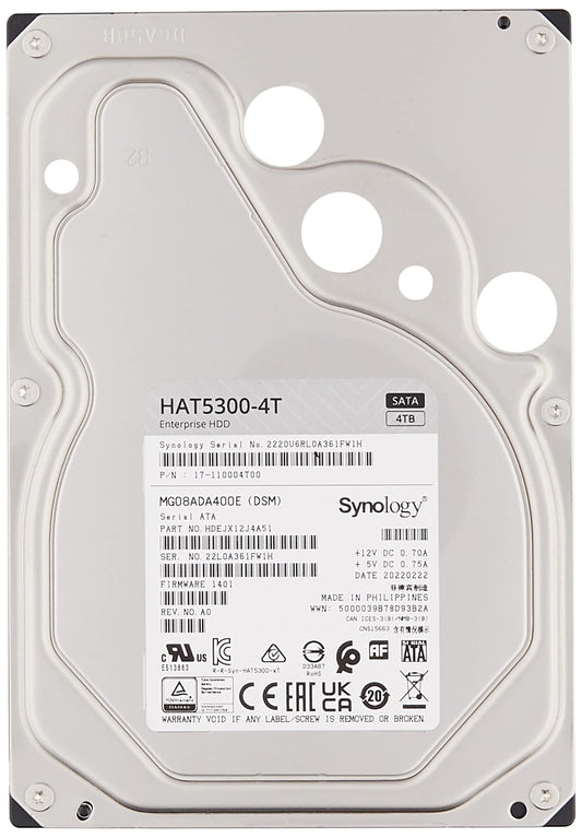 Synology HAT5300-4T 4TB 7200 RPM 256MB Cache SATA 6.0Gb/s 3.5" Enterprise 3.5"