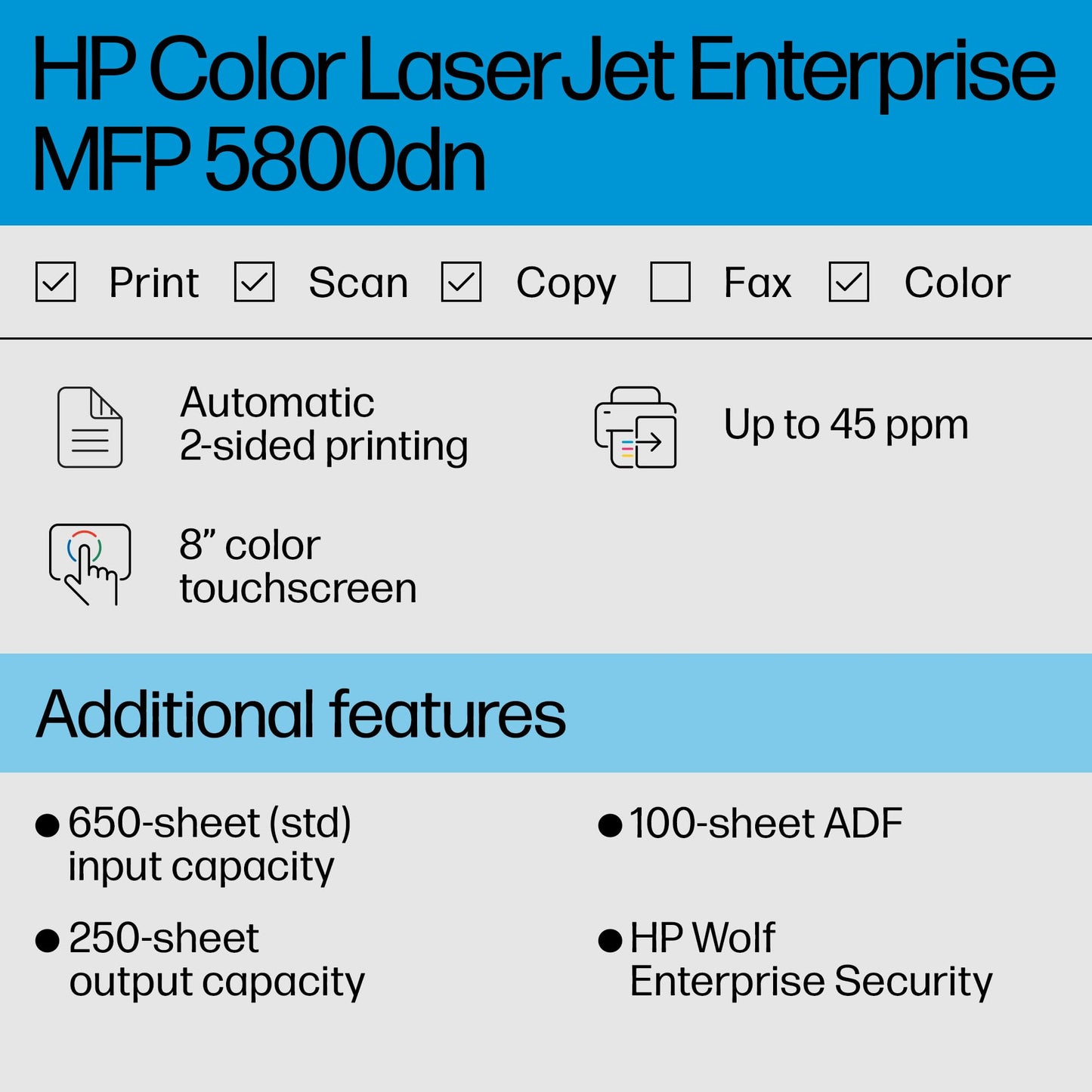 HP LaserJet Enterprise 5800dn Wired Laser Multifunction Printer  6QN29ABGJ