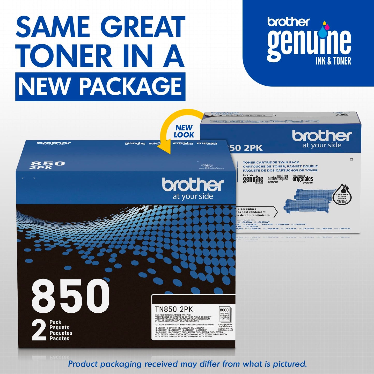 Brother TN-850 Toner Cartridge Black 2 Pack in Retail Packaging