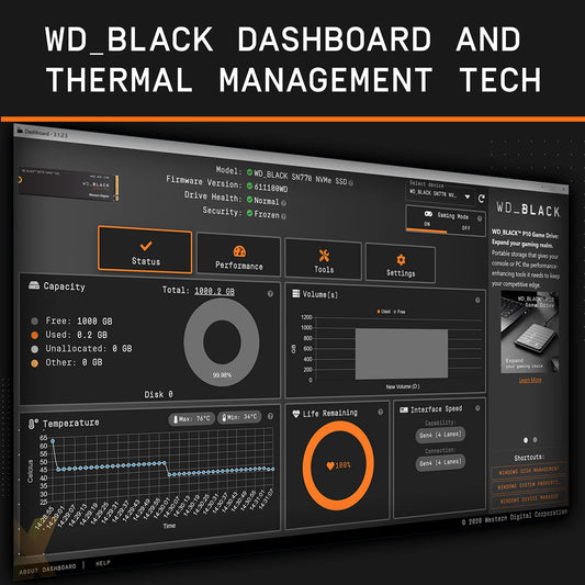 Western Digital WD_BLACK SN770 M.2 2280 1TB PCIe Gen4 16GT/s, up to 4 Lanes