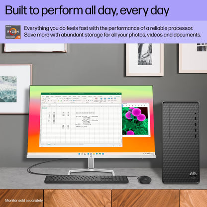 HP Desktop PC, AMD Ryzen 3 5300G, 8 GB SDRAM, 512 GB SSD, AMD Radeon Graphics,