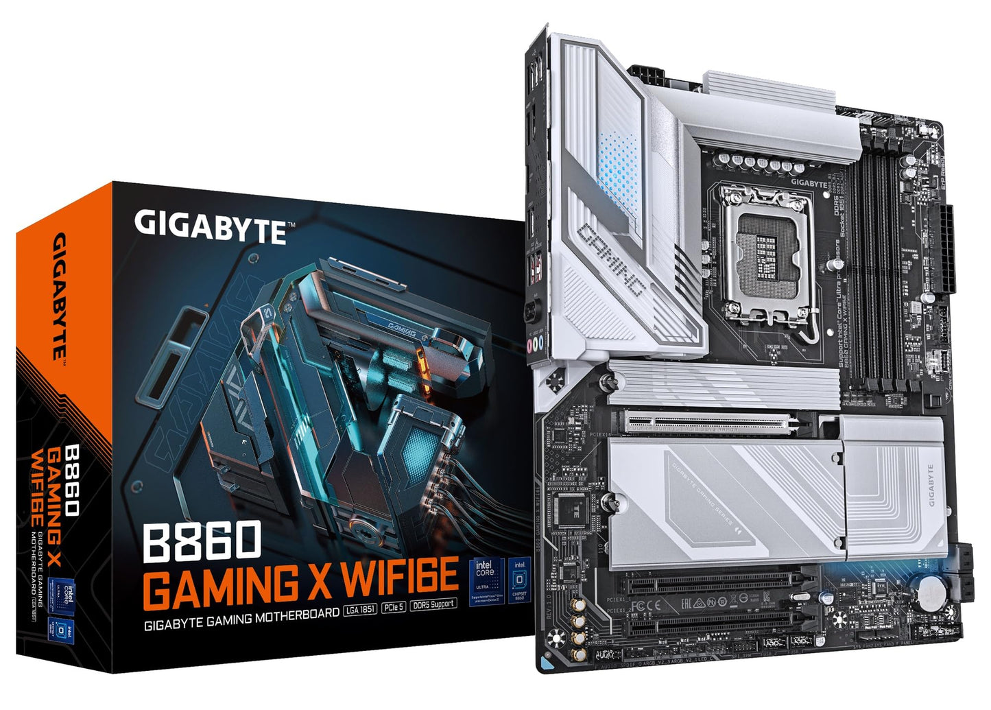 GIGABYTE B860 GAMING X WIFI6E Intel Core Ultra (Series 2) LGA 1851 Motherboard, ATX, DDR5, 3x M.2, PCIe 5.0, USB-C, WIFI6E, 2.5GbE LAN, EZ-Latch