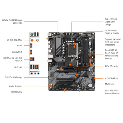 GIGABYTE B760 DS3H AX V2 LGA 1700 Intel B760 ATX Motherboard with DDR5, Dual