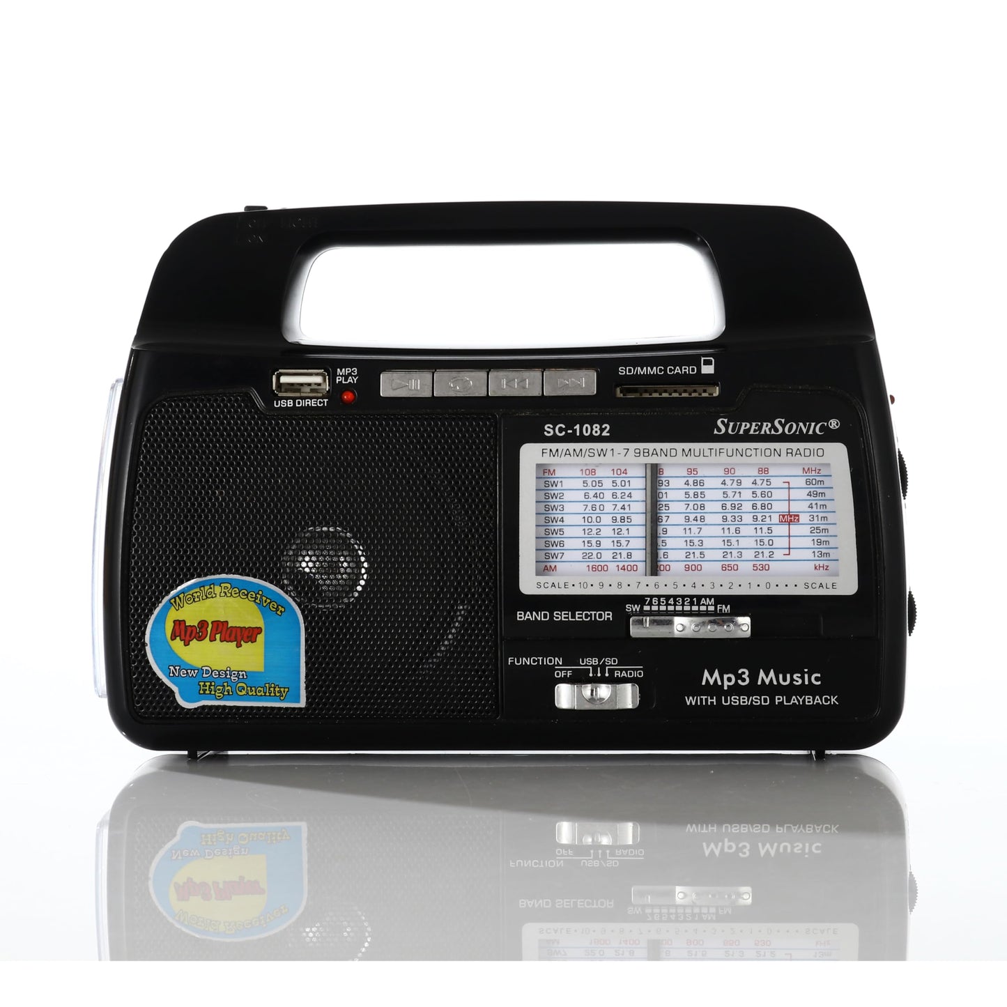 Supersonic SC-1082 9-Band AM/FM/SW 1-7 Portable Radio