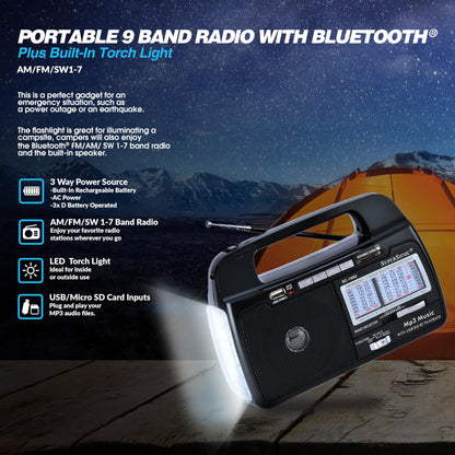 Supersonic SC-1082 9-Band AM/FM/SW 1-7 Portable Radio