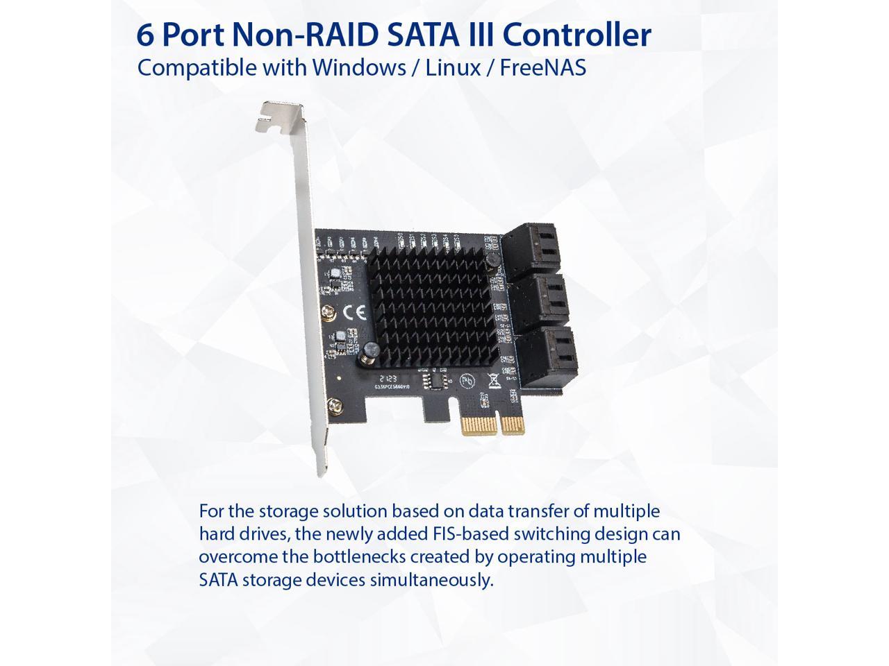 6 Port SATA III to PCIe 3.0 x1 NON-RAID Expansion Card