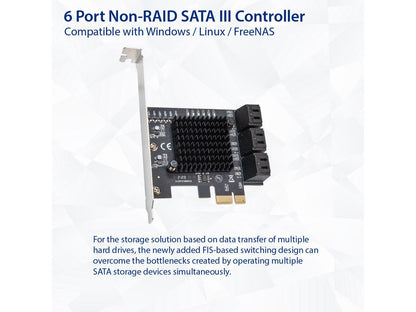 6 Port SATA III to PCIe 3.0 x1 NON-RAID Expansion Card