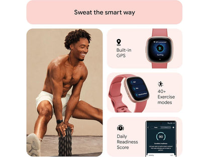 Fitbit Versa 4 Fitness Smartwatch, Pink Sand / Copper Rose Aluminum | FB523RGRW-US