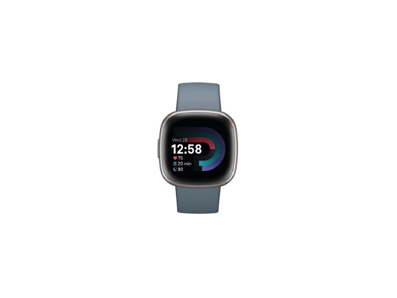 Fitbit Versa 4 Fitness Smartwatch, Waterfall Blue / Platinum Aluminum | FB523SRAG-US