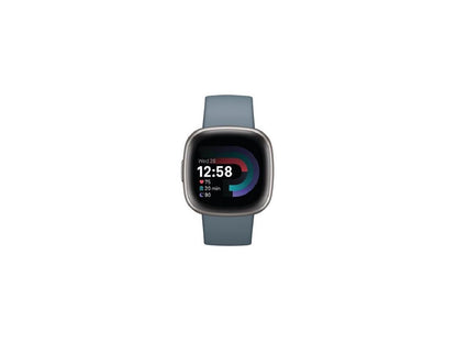 Fitbit Versa 4 Fitness Smartwatch, Waterfall Blue / Platinum Aluminum | FB523SRAG-US