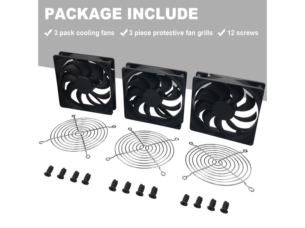 3-Pack 120mm 24V DC High Airflow Computer PC Case Fan 120x120x25mm 3Pin 4.72inch