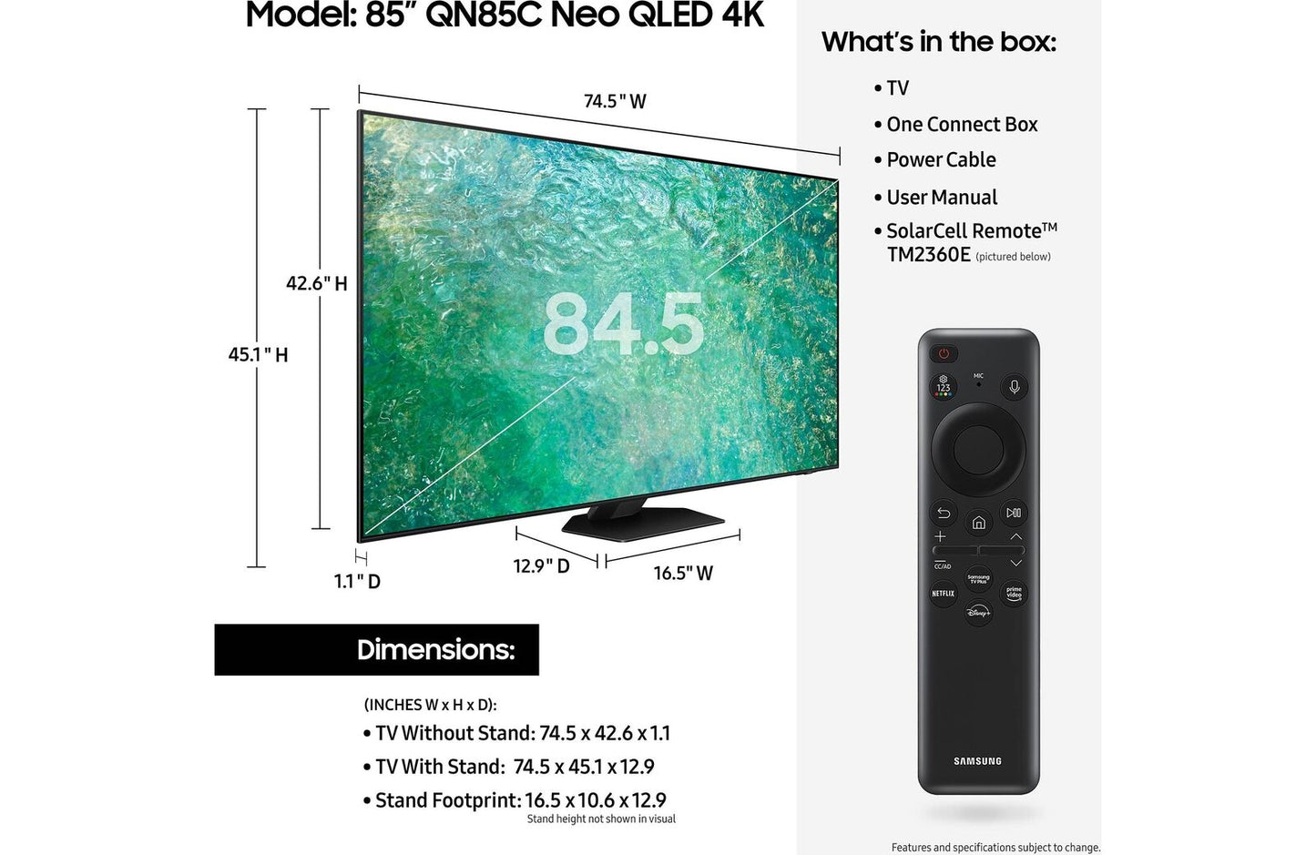 Samsung QN85QN85C QN85C 85" Smart Neo QLED 4K UHD TV with HDR (2023)