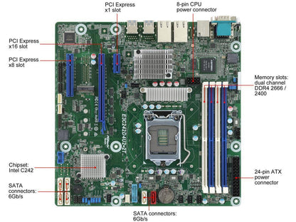 AsRock Rack E3C242D4U2-2T Micro ATX Server Motherboard LGA 1151