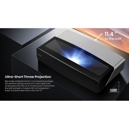 Hisense 100L5G 2700 Lumen 4K UHD Smart Ultra Short Laser Projector & 100" Screen