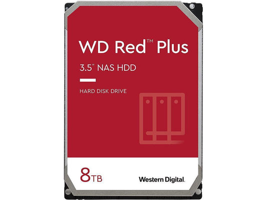 WD Red Plus 8TB CMR NAS Hard Drive HDD - 5640 RPM, SATA 6 Gb/s, 128MB Cache