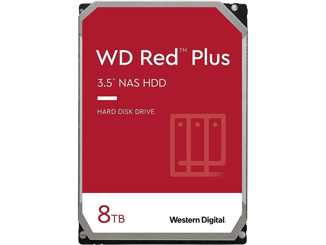 WD Red Plus 8TB CMR NAS Hard Drive HDD - 5640 RPM, SATA 6 Gb/s, 128MB Cache